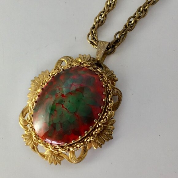 Extravagantly Large Miriam Haskell Cabochon Necklace and matching Earrings - Picture 5 of 7